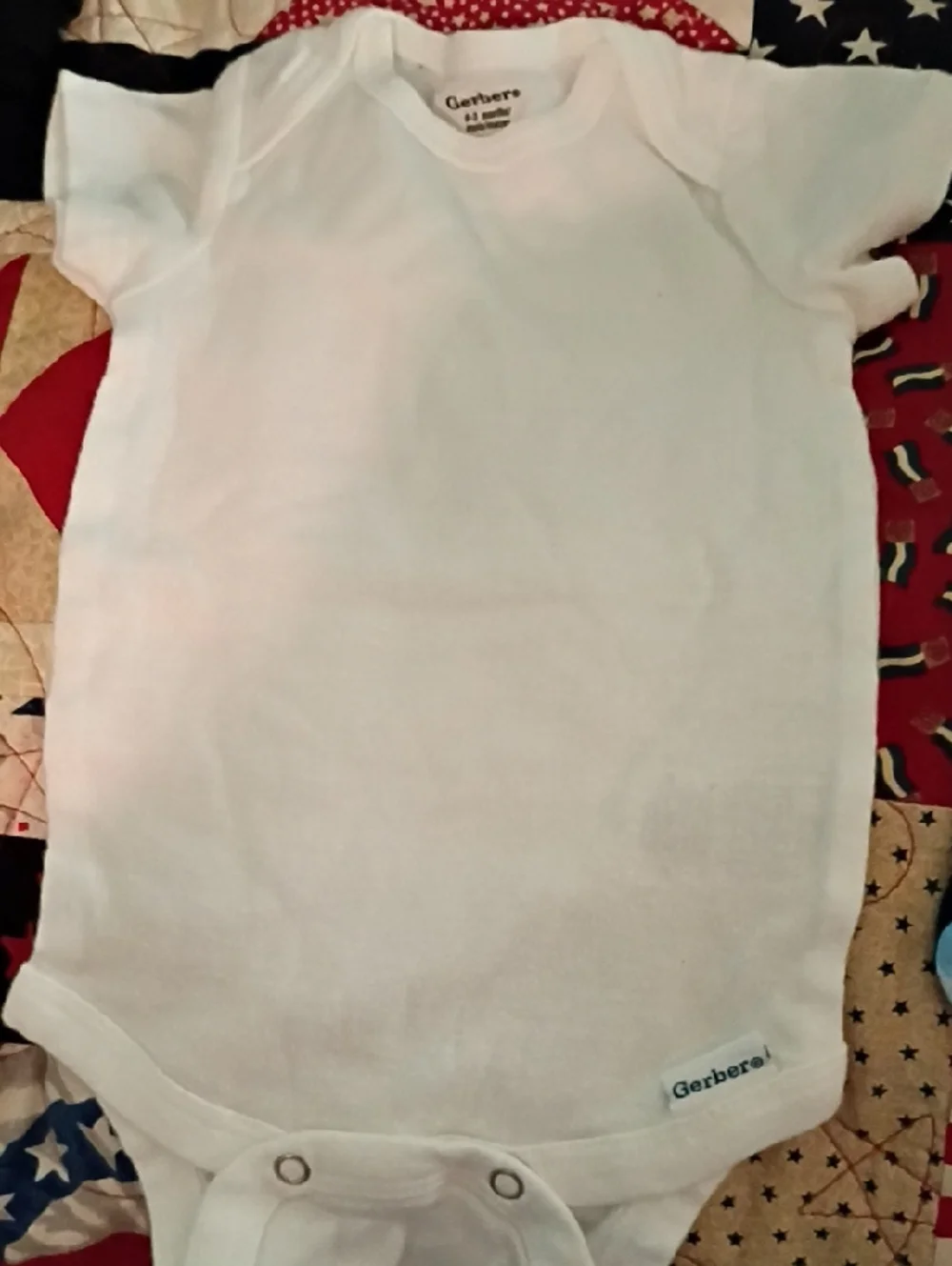 Gerber White Onesie with Blue Checked Cartoon Bib